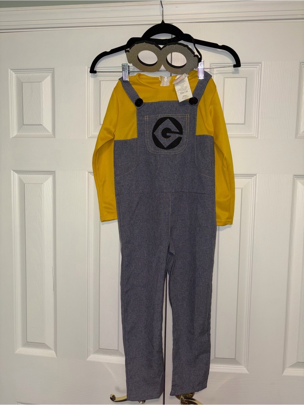 Minions costume overalls jumpsuit w/ goggles yellow/blue kid S